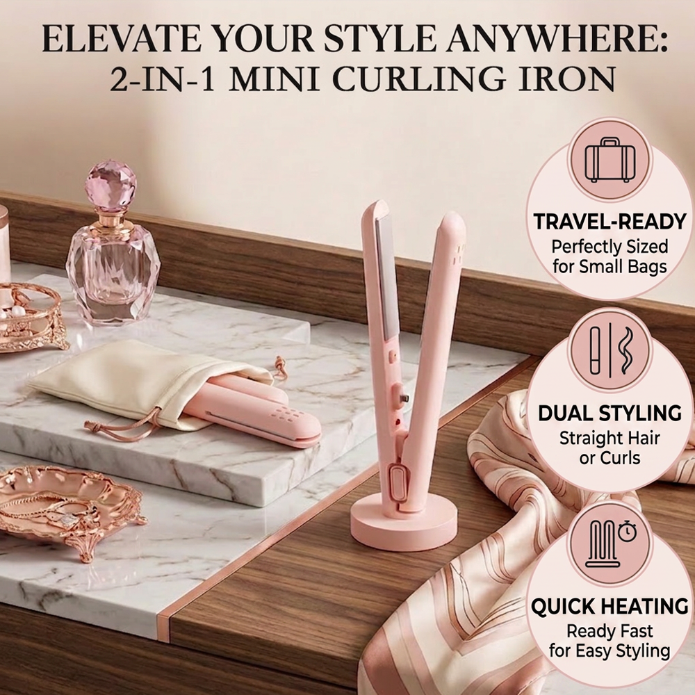 GLORENDA® ⏳2-in-1 Mini Curling Iron